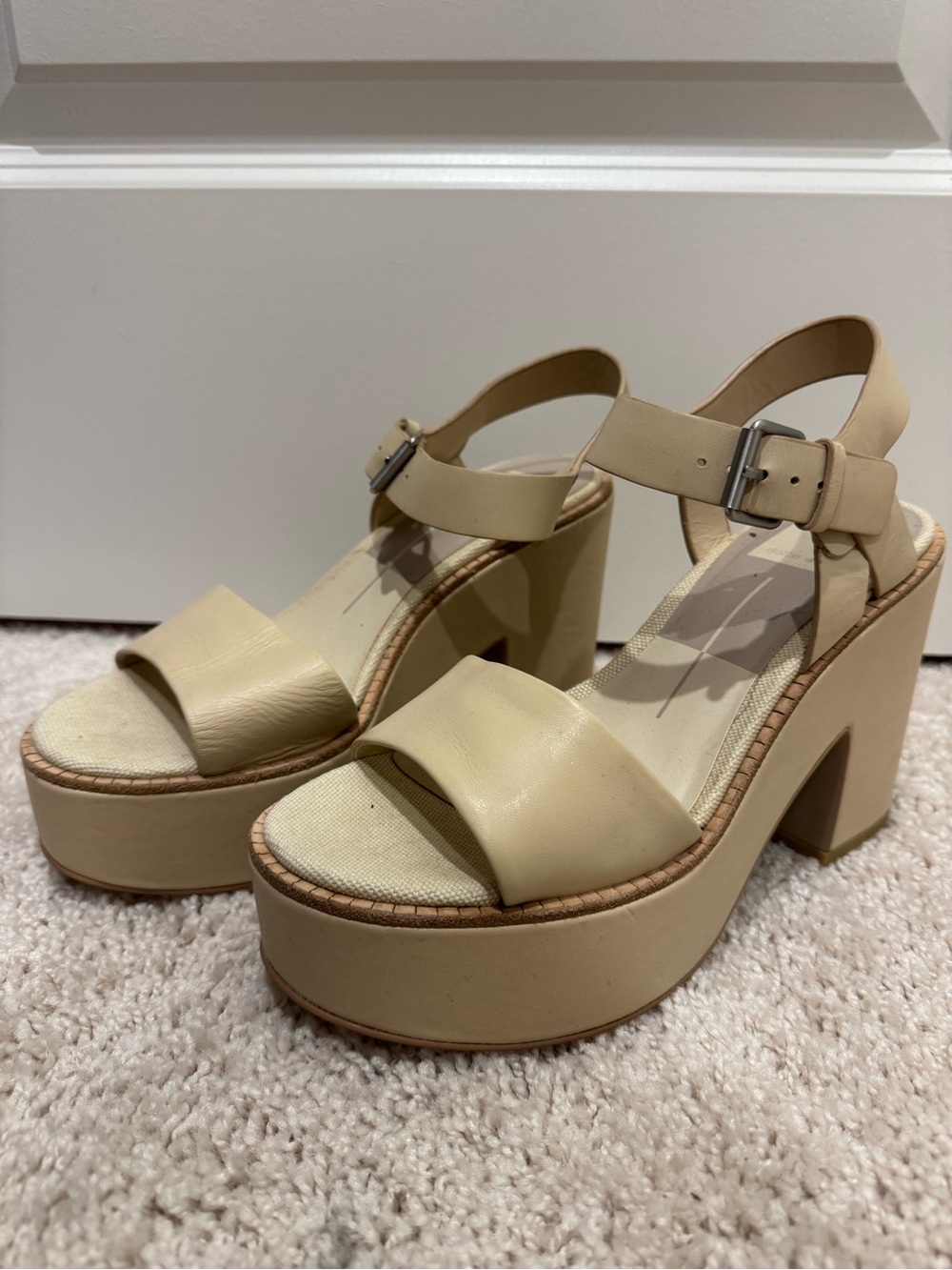Dolce Vita Cream Platform Block Heel Sandals